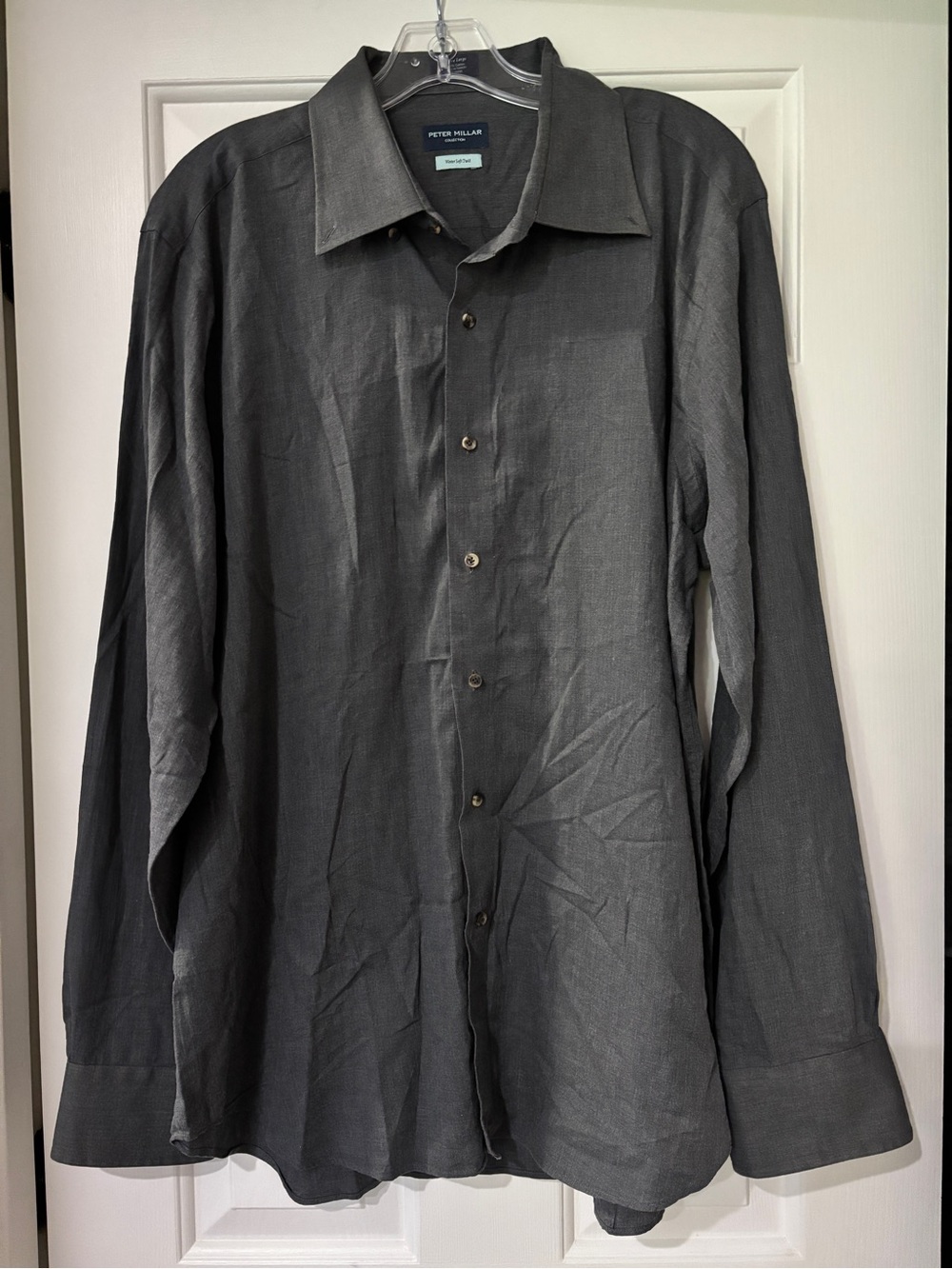 Peter Millar Charcoal Gray Casual Button-Down Shirt